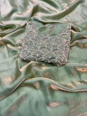 Shlok A1 Space Silk Saree with hand-embroidered sequence blouse piece